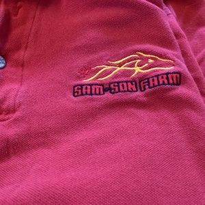 Red polo “Sam Son Farm” ,  size S